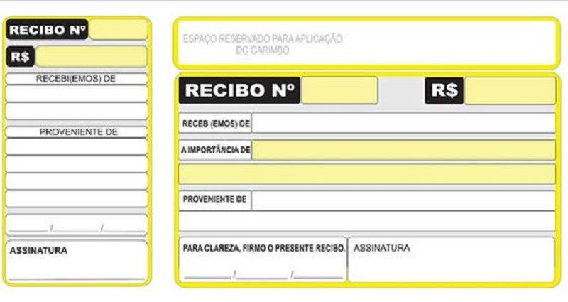 Modelo de recibo de pagamento com canhoto em cores