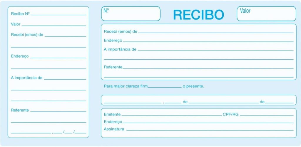 Modelo de recibo de pagamento com canhoto